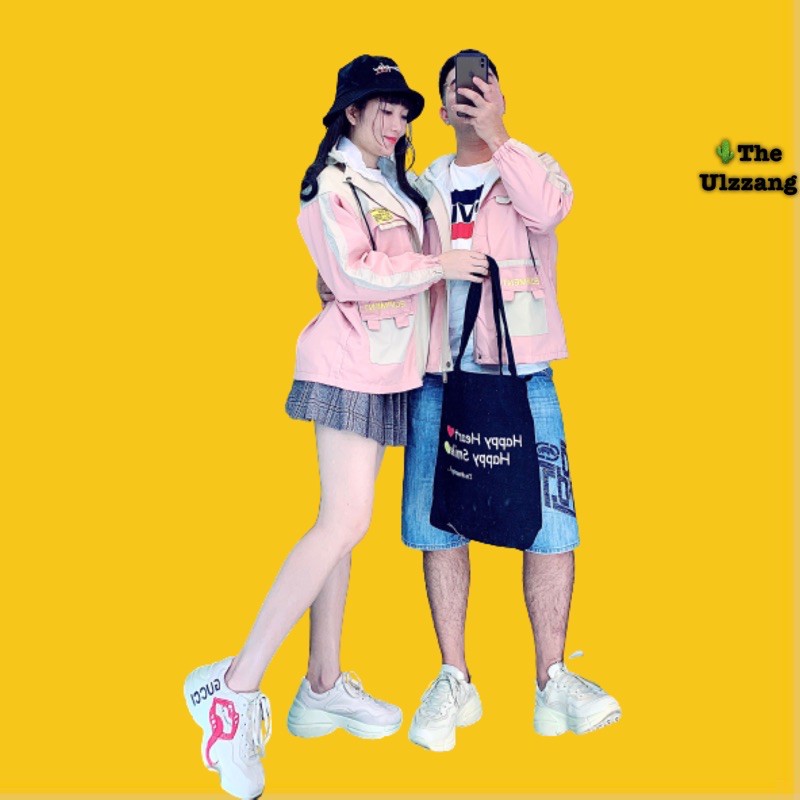 🌵 𝐓𝐡𝐞𝐔𝐥𝐳𝐳𝐚𝐧𝐠 🌵 006 Áo Khoác Kaki Hồng-Kem 2 Lớp Hàng Xuất Cao Cấp. Bomber Jacket Unisex Bán Sỉ