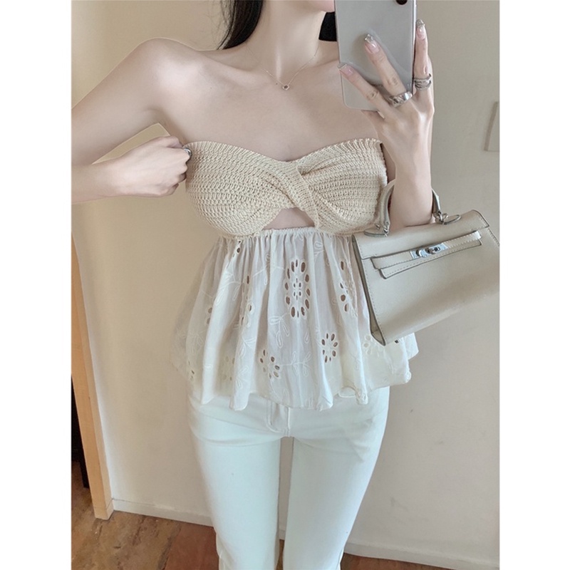 Cocory vn Áo Ống Dệt Kim Hở Lưng Quyến Rũ Thời Trang Mùa Hè Cho Nữ