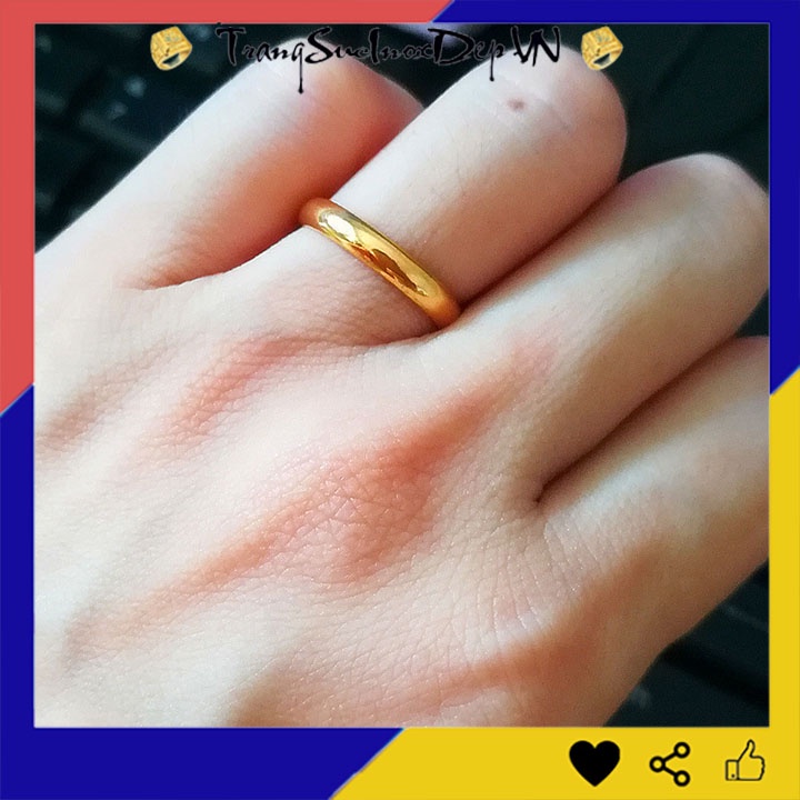 Nhẫn inox mạ vàng bảng mo tròn bản 4mm, khắc tên theo yêu cầu - Tặng hộp đựng xinh xắn
