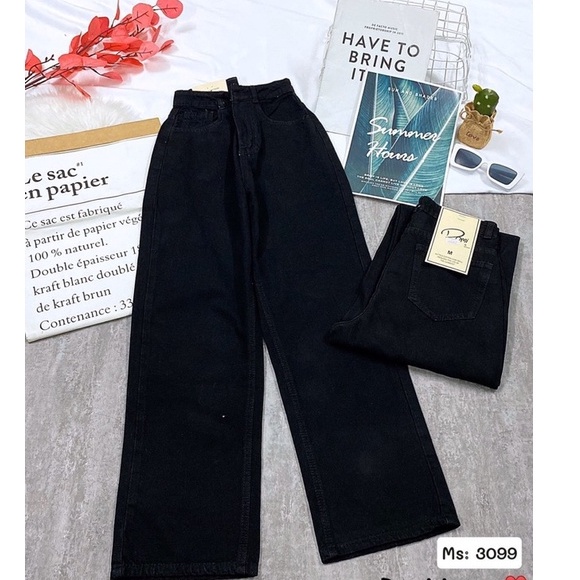 [DÀI 103-105cm]Quần Jean Nữ Aiori Fashion Ống Suông Lưng Cao Trắng Đen Quần Bò Ống Rộng Hàng Cao Cấp A001 | BigBuy360 - bigbuy360.vn