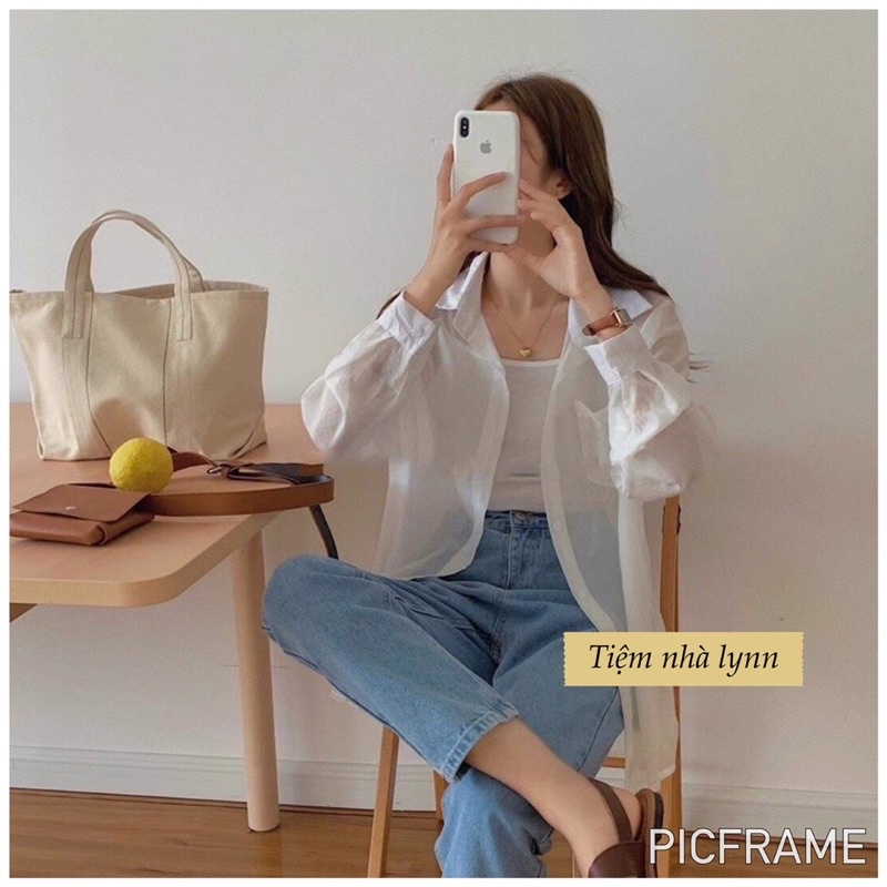 Áo sơmi tơ dài tay nhiều màu / áo sơ mi trong suốt đi biển