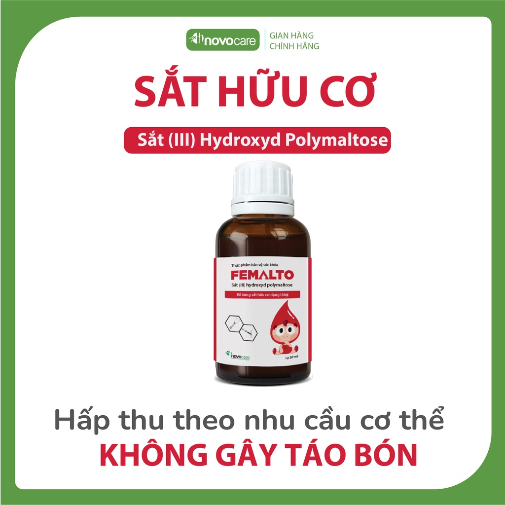 Sắt Hữu Cơ Nhỏ Giọt Femalto Cho Bé, Không Tanh, Không Gây Táo Bón 15ml