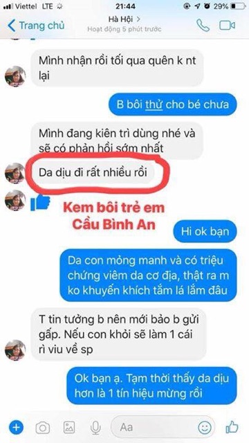 Kem dưỡng da trẻ em Cầu bình an ( trị hăm, chàm)