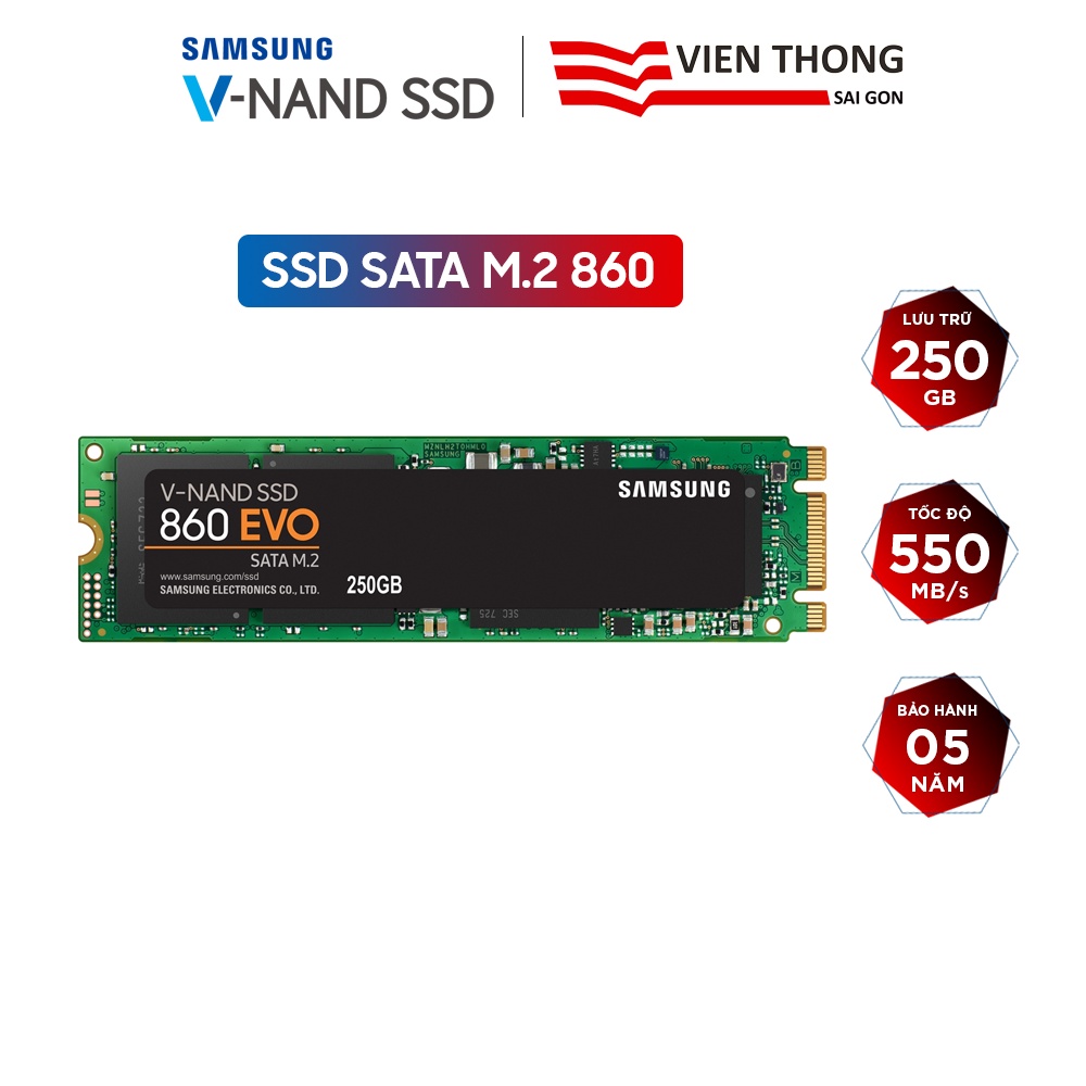 [Mã ELMALL10 giảm 10% đơn 500K] Ổ cứng SSD Samsung 860 EVO M.2 2280 Sata III tốc độ upto 550MB/s | BigBuy360 - bigbuy360.vn