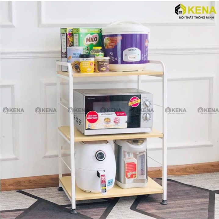 Kệ Để Lò Vi Sóng 3 Tầng KENA KN 164-3 Mặt Gỗ Kết Hợp Khung Kệ Sắt Cao Cấp | BigBuy360 - bigbuy360.vn