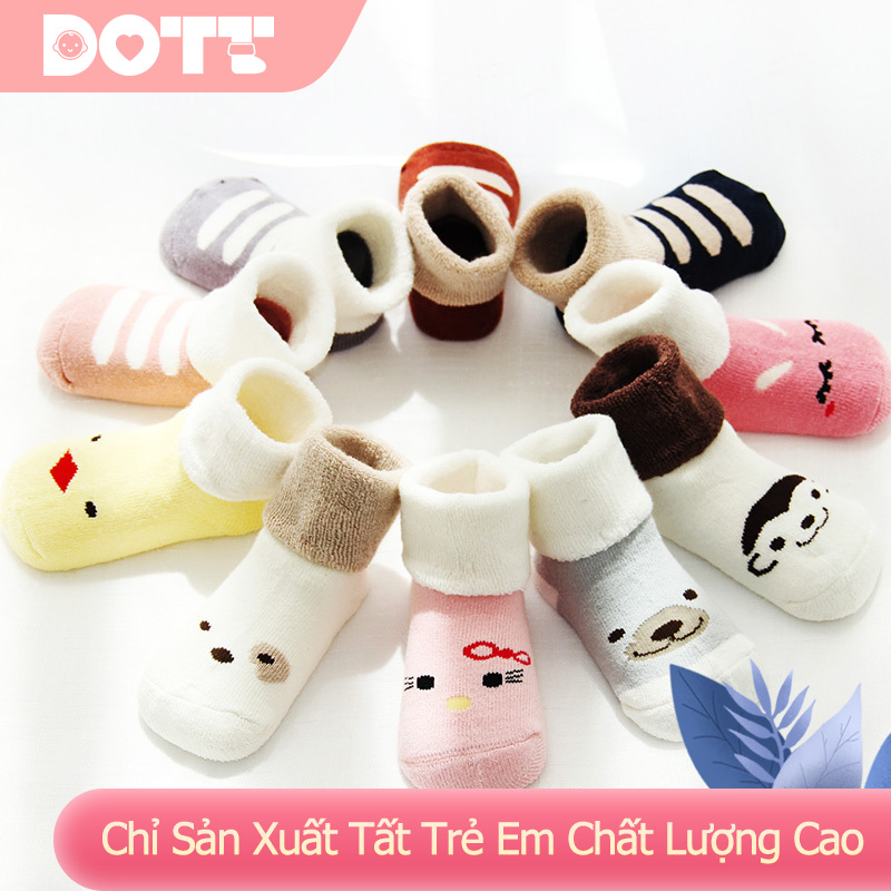 Vớ Cotton Dày Giữ Ấm Họa Tiết Sọc Ngang Cho Bé