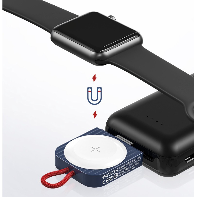 【chứng khoán sẵn sàng】ROCK Apple watch Bộ sạc không dây từ tính/ iWatch Series 5 4 3 2 1 Bộ sạc USB/ Đế sạc nhanh 2.5W