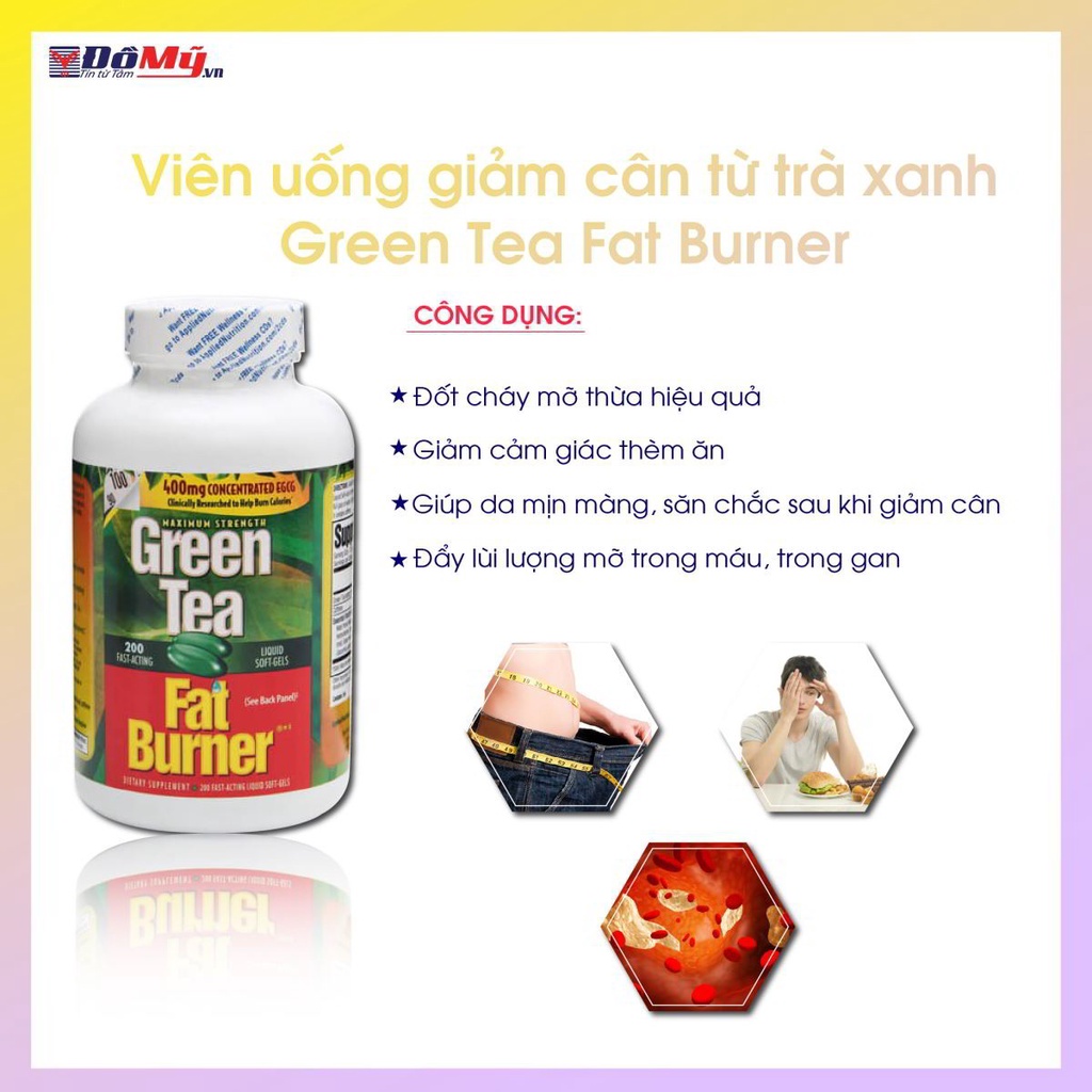 Viên uống giảm cân từ trà xanh Green Tea Fat Burner 200 viên của Mỹ