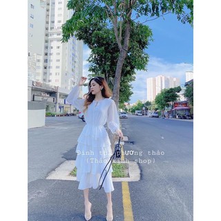 ĐẦM MAXI TẦNG NƠ CỔ (KÈM VIDEO HÌNH THẬT)