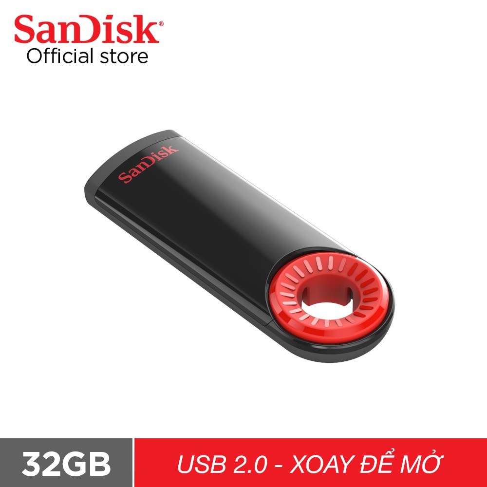 USB 2.0 SanDisk CZ57 32GB Dial Cruzer nút xoay tiện dụng (Đen đỏ)