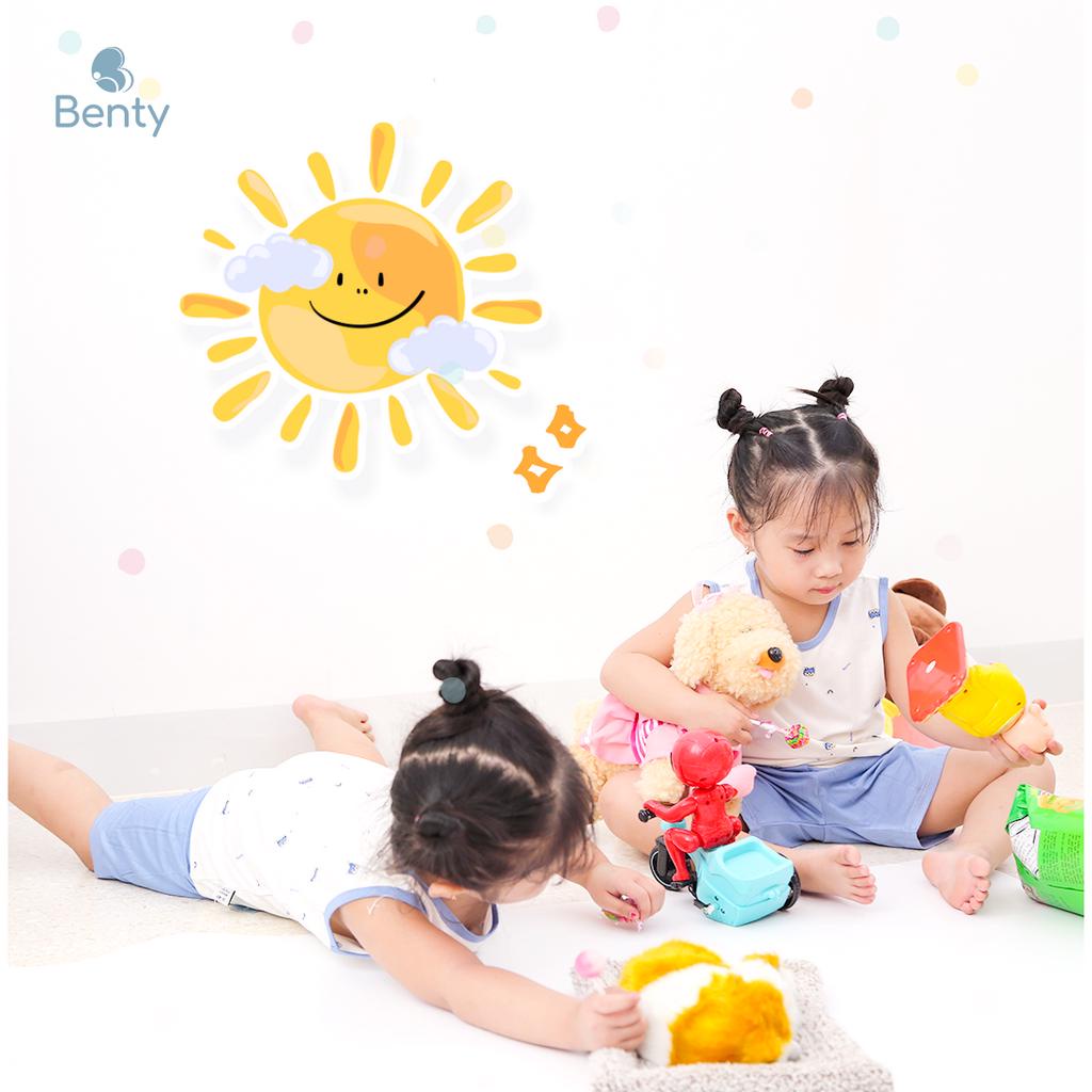 Bộ ba lỗ quần áo trẻ em họa tiết BENTY cotton mềm mịn mát, đồ bộ trẻ em cao cấp, thoáng khí