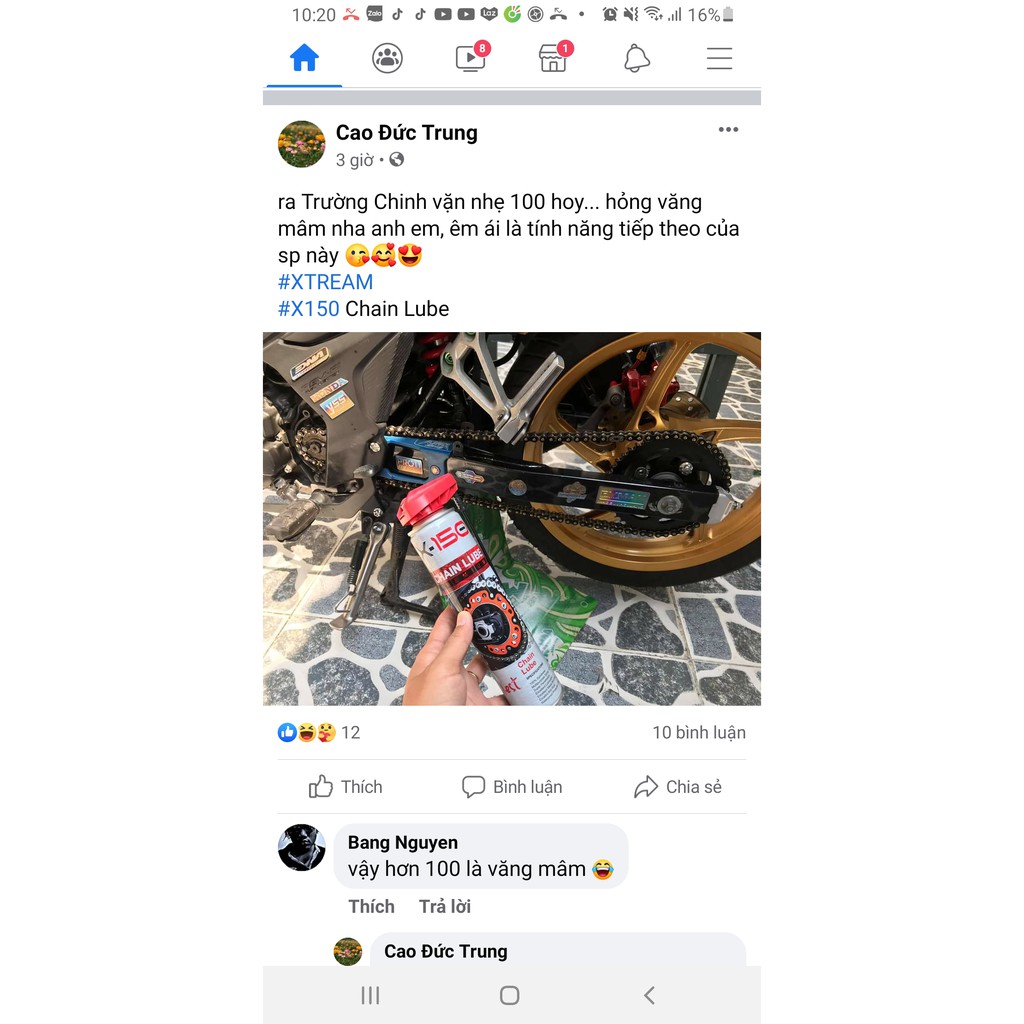 Chai Xịt Dưỡng Sên, Bôi Trơn Sên/Xích Cao Cấp Xtream X-150