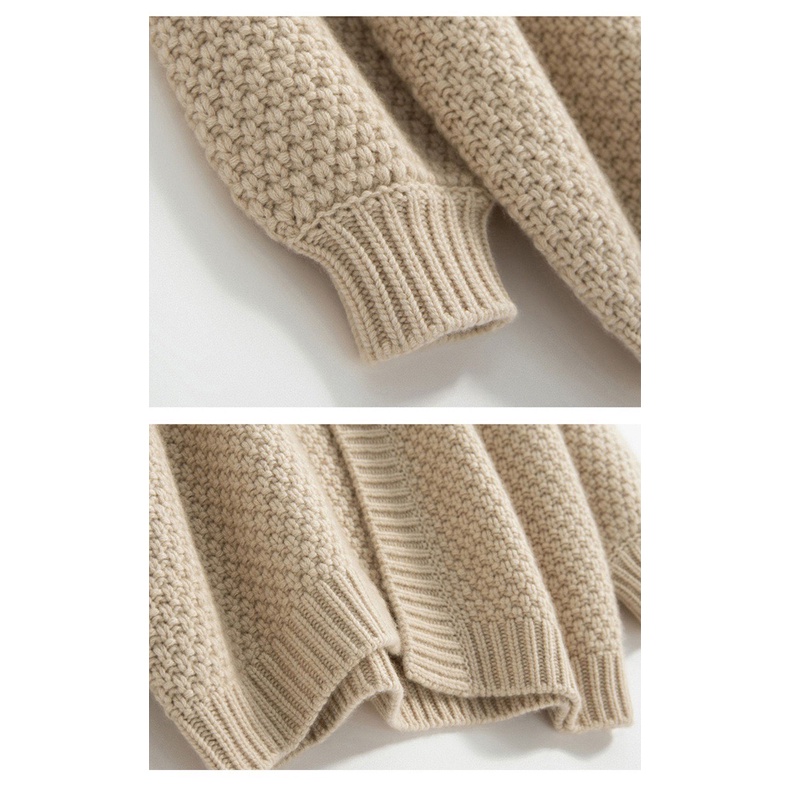 Áo khoác Cardigan len Chelgy không cúc dày dặn màu Be Trơn freesize mùa thu đông CG-CDGBT104