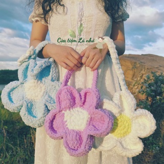 Túi len hoa Daisy móc len tay handmade nhiều màu