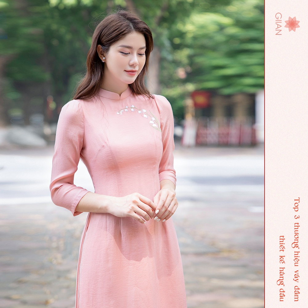 Áo dài cách tân thêu hoa chất tơ mềm mại Linh Lan - Thời trang Giian - AD0063