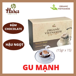 Cà phê phin giấy nguyên chất signature blend hiva's coffee hộp 15 gói.gu đắng, thơm, hậu vị đậm ngọt xưởng sx