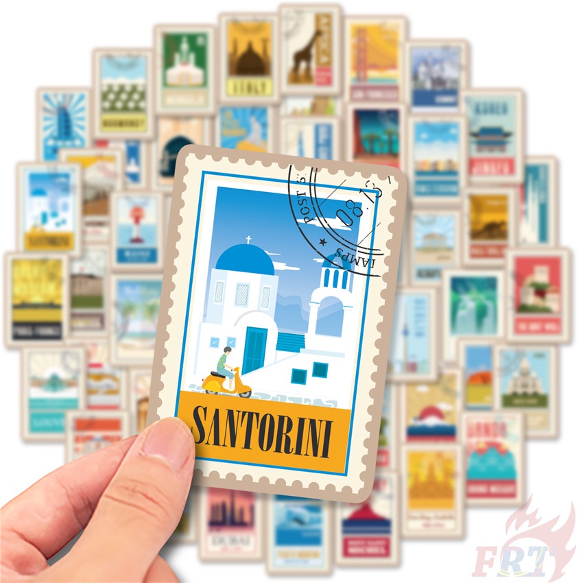 ❉ 02 Sticker Dán Trang Trí Phong Cách Retro ❉ Bộ 50 Miếng Dán Chống Thấm Nước Họa Tiết Thời Trang Dùng Trang Trí