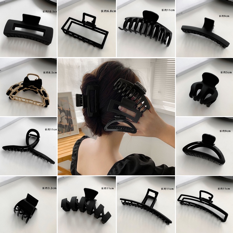 Set 2 Kẹp Tóc Càng Cua Lớn Màu Đen Thời Trang Cho Nữ