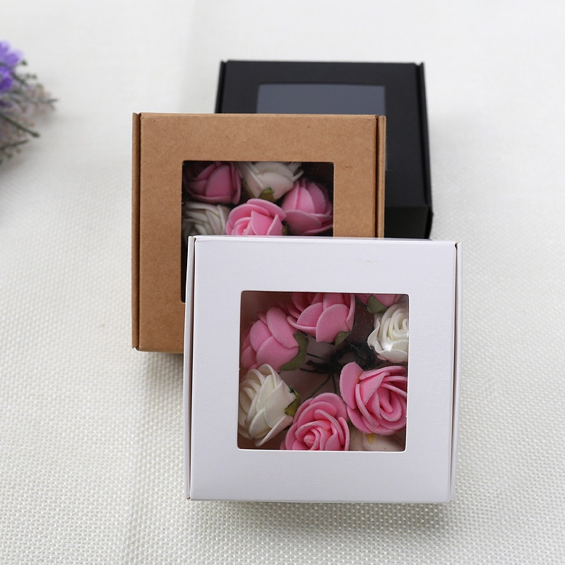 10 cái hộp giấy kraft hộp đựng đồ handmade hộp quà cưới kẹo quà tặng ngày lễ món quà trang sức hộp quà nhỏ cửa sổ hộp máy bay trong suốt