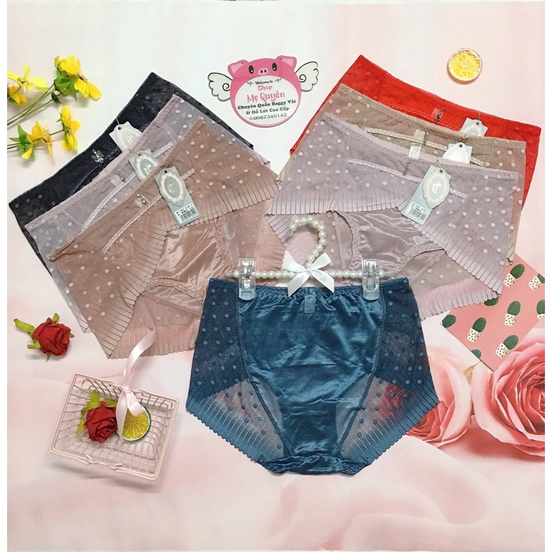 Quần lót Ren chấm bi phối lụa cạp cao đẳng cấp cho nàng
