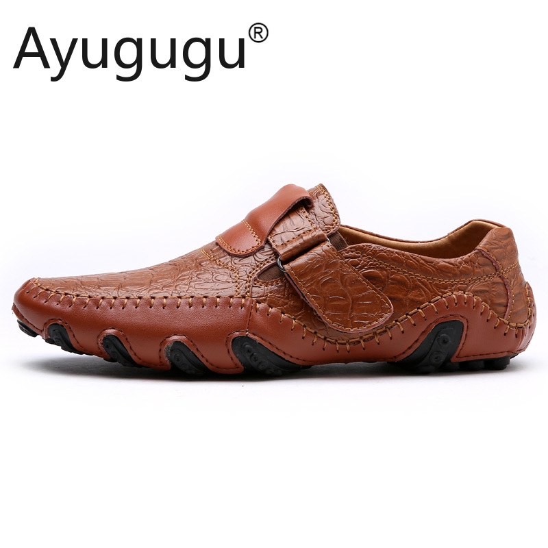 Handmade Real Leather Mens Giày Casual Luxury Men Loafers Thời Trang Thoáng Khí Lái Xe Giày Slip on Moccasins Size 39-47