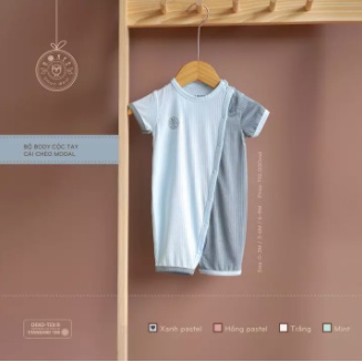 Bộ liền thân HRNEE body cộc sơ sinh vải modal vân hè thoáng mát
