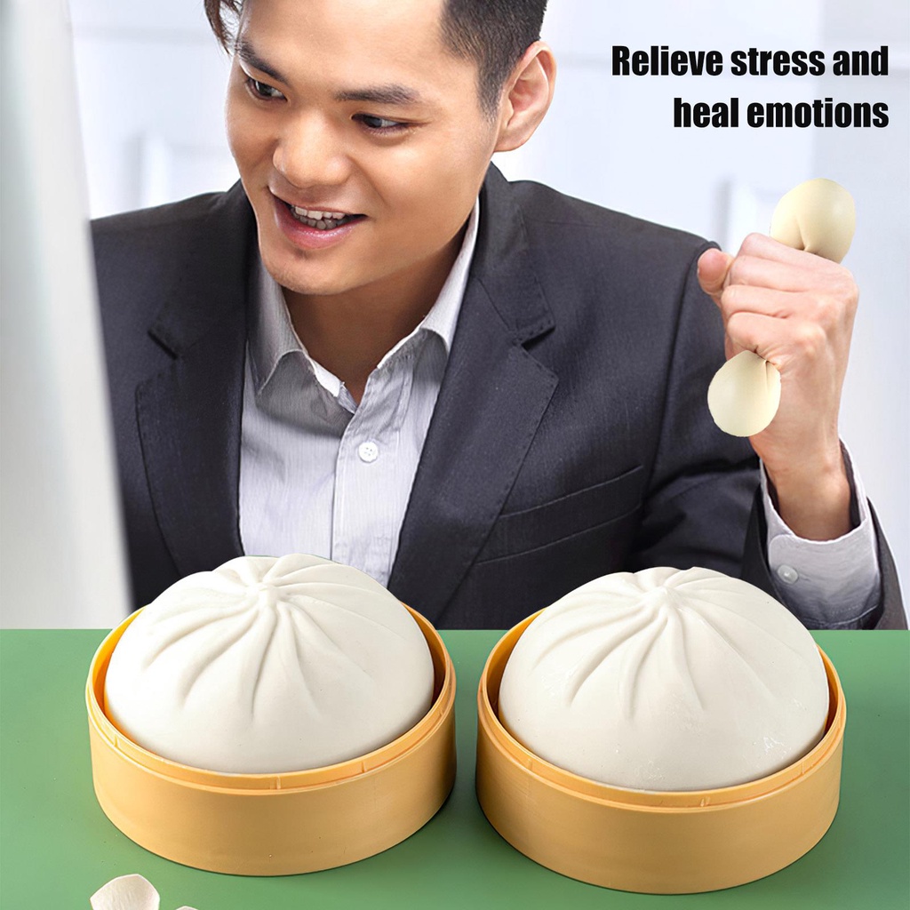 [huite]Sensory Bun Plaything Realistic Shape Simulation Bun Decompression Toy Soft Stress Relief Bun Fine Workmanship