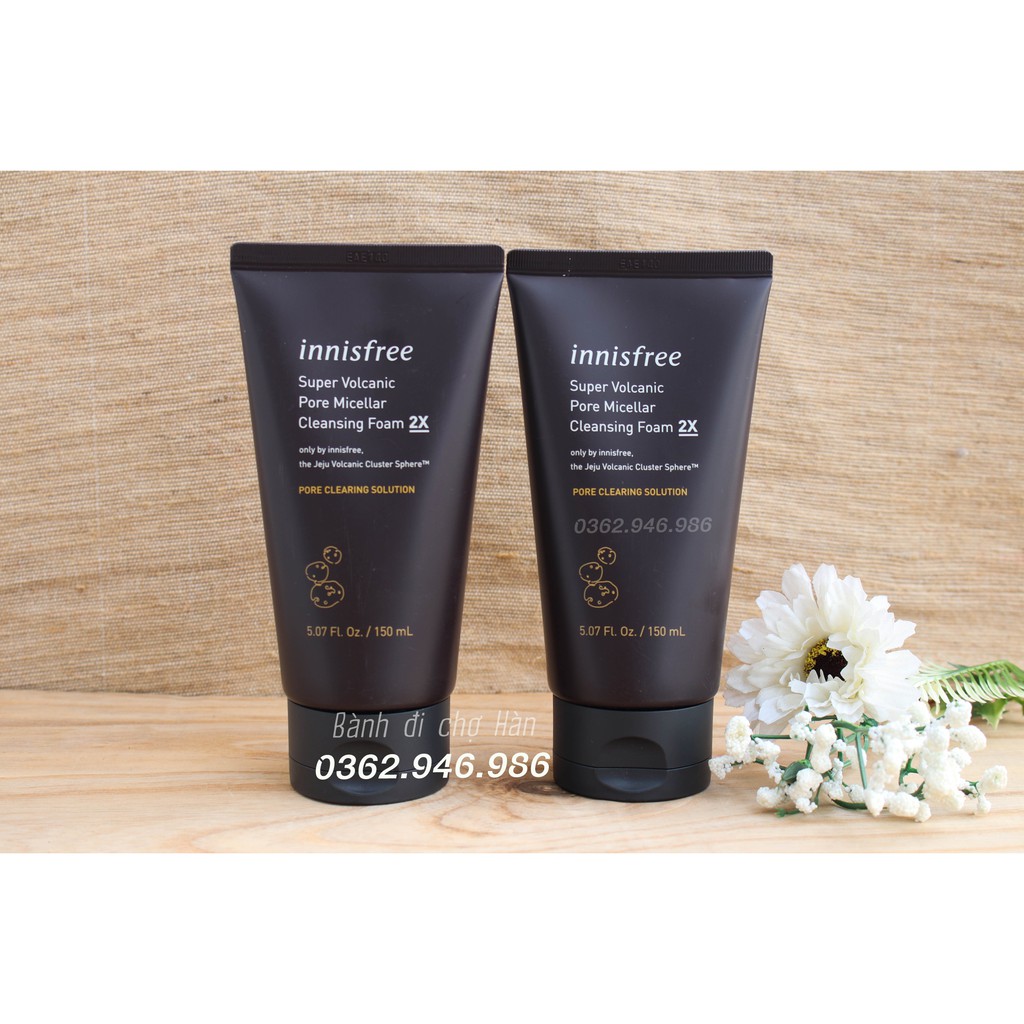 Sữa Rửa Mặt Tro Núi Lửa Innisfree Super Volcanic Pore Micellar Cleansing Foam 2x 150ml