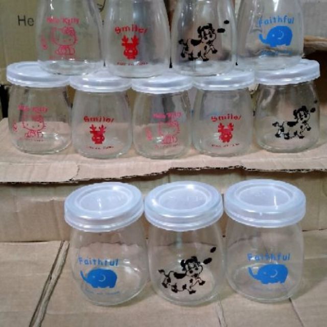 BỘ 12 HŨ THỦY TINH LÀM SỮA CHUA IN HÌNH, CARAMEN 100ml, HỦ PUDDING LÙN | BigBuy360 - bigbuy360.vn