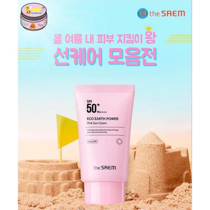 [CHÍNH HÃNG] Kem chống nắng The Saem Eco Earth Pink Sun Cream 50g + Kem chống nắng Pink 50g | BigBuy360 - bigbuy360.vn