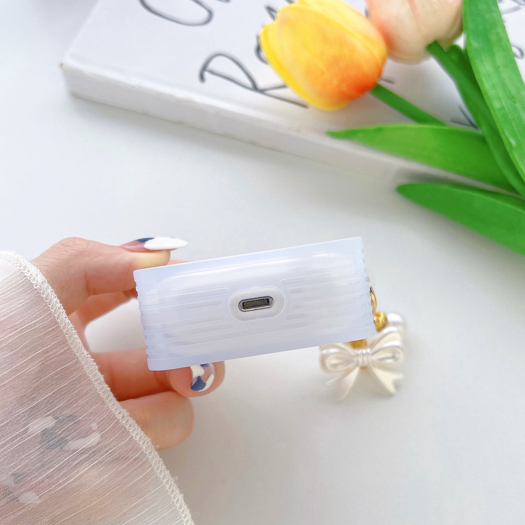 Vỏ Bảo Vệ Hộp Sạc Tai Nghe AirPods Pro 3 Apple AirPods 1 2 Pro 3 rd TPU Mềm Trong Suốt Chống Rơi Đính Nơ Có Móc Khóa