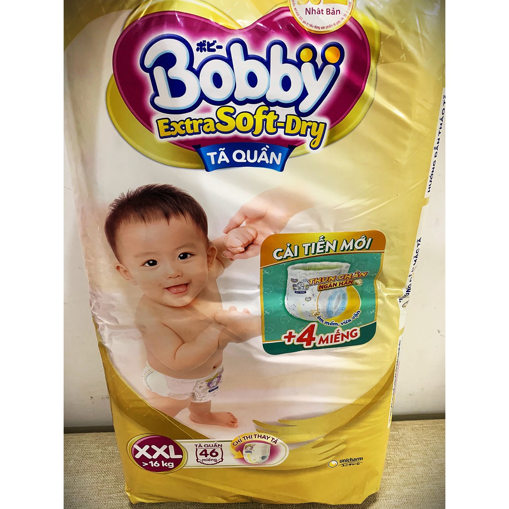 1 GÓI Tã Quần Bobby Extra Soft Dry M60/L52 /XL46/XXL46 MIẾNG