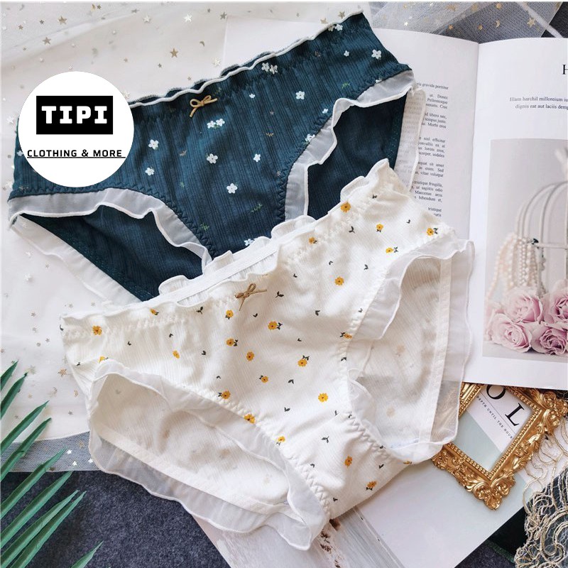 Quần lót bông gân phối ren Jun B1-12