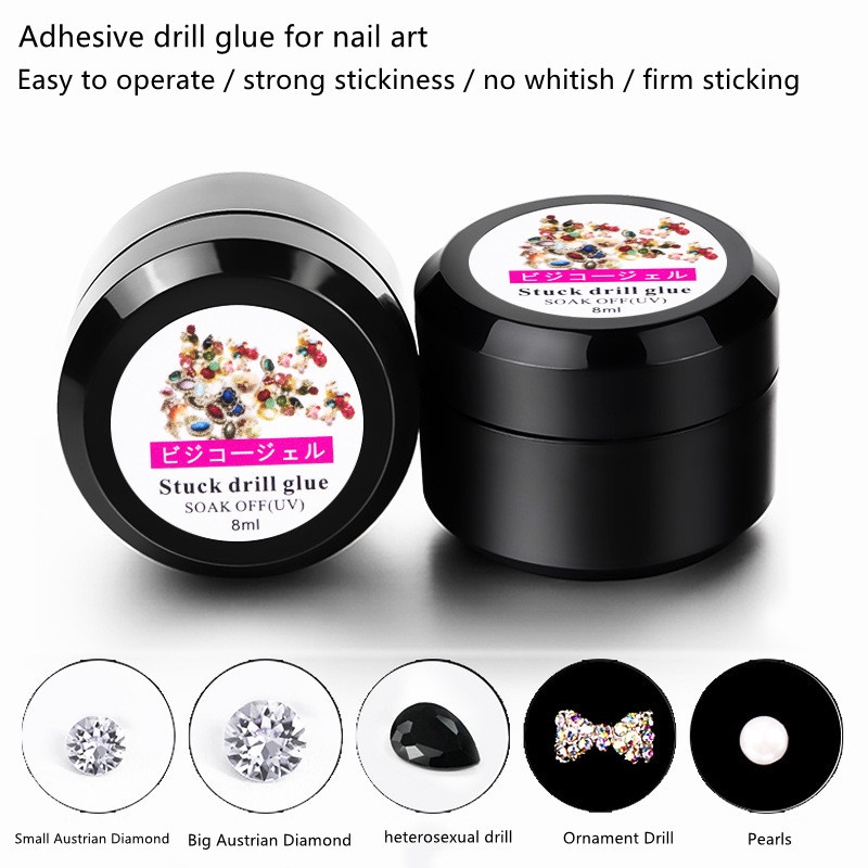 Nail jewelry sticky diamond glue nail metal rhinestones diamond glue DIY phototherapy UV transparent glue 20ml
