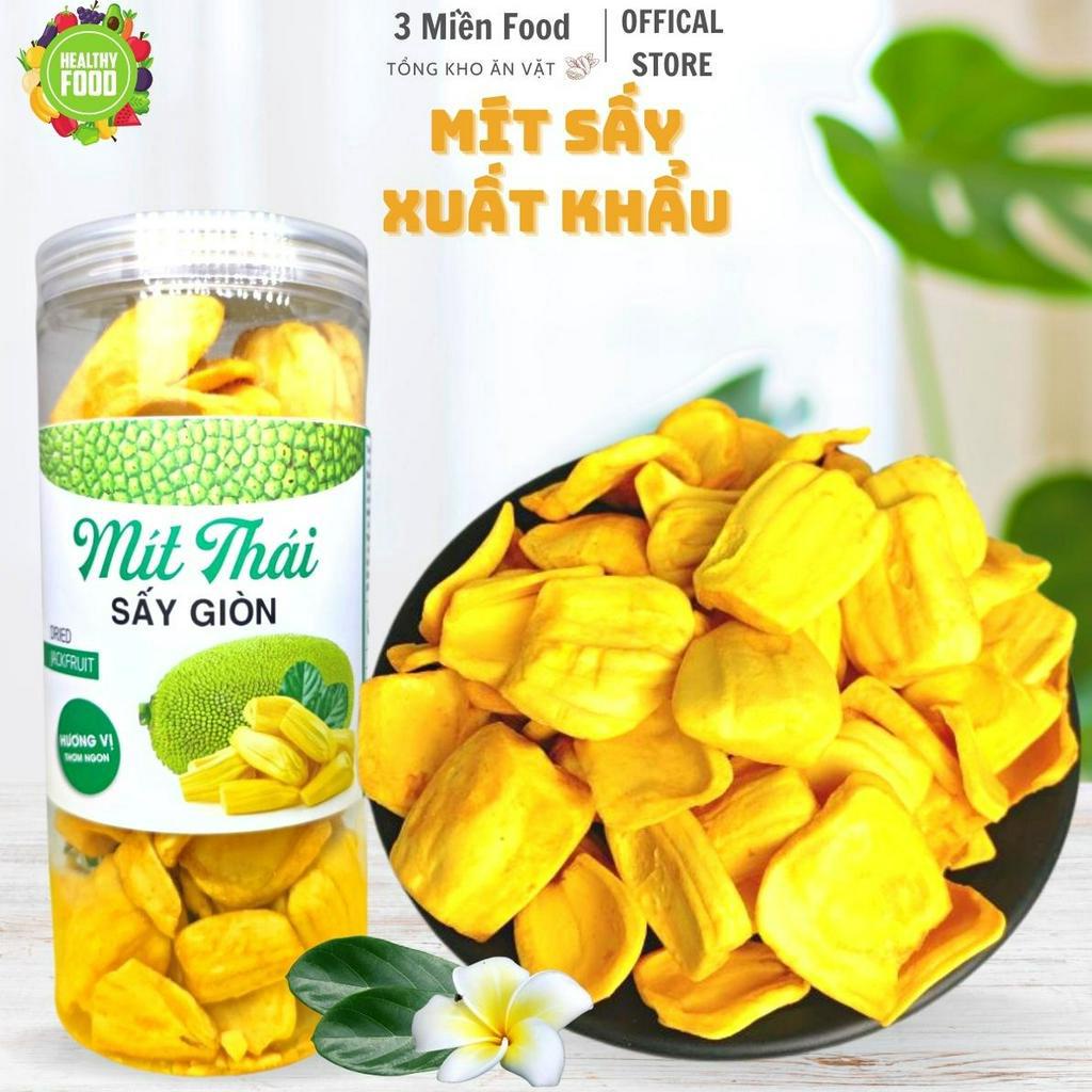 Mít Sấy giòn xuất khẩu loại 1, miếng nguyên cánh to 250gr, không vụn, giòn, ngon, không đường, 3 Miền Food