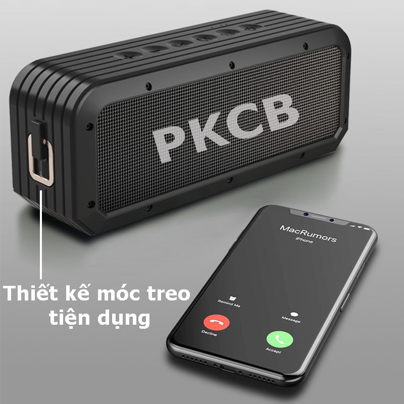 Loa Bluetooth PKCB241 X6 60W Super Bass chống nước IPX7 pin 6600MAH sạc nhanh Type C công nghệ AI Hàng Chính Hãng