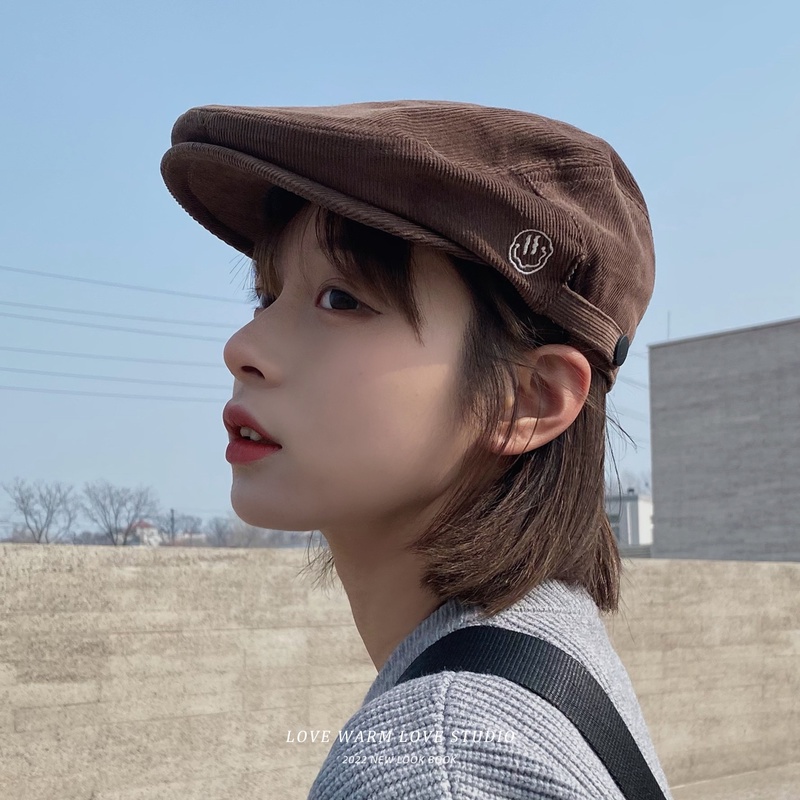 Mũ Beret Nhung Kẻ Phong Cách Retro Hàn Quốc Dành Cho Nam Giới