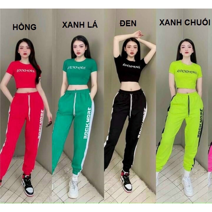 [HÀNG MỚI] Set bộ áo croptop quần dài thể thao nữ cao cấp, trẻ trung, năng động D014