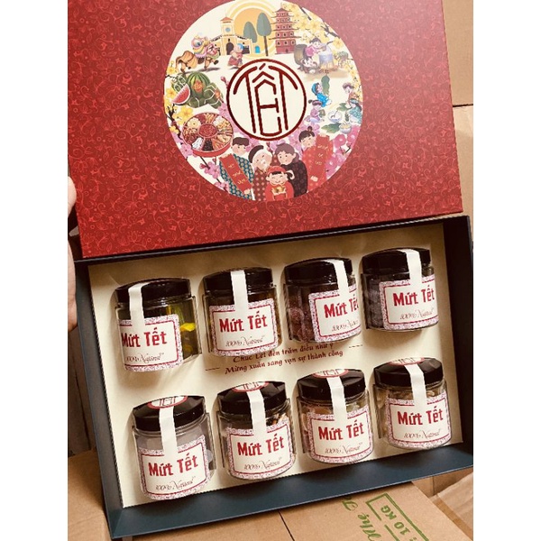 Hộp quà tết mứt sum vầy 2022. Set Mứt tết hoa mai.Set hộp mứt an khang 8 hộp | BigBuy360 - bigbuy360.vn