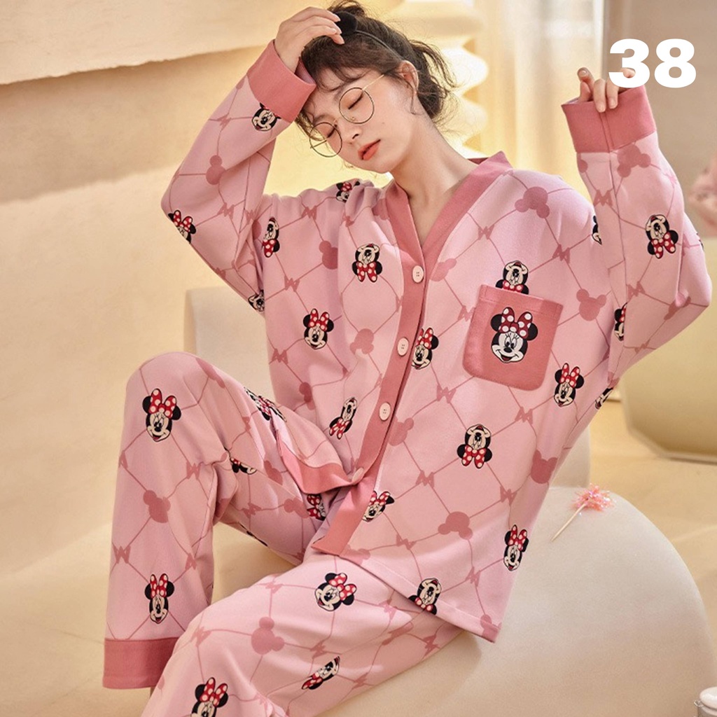 Bộ mặc nhà Pyjama Tea Store Cotton có sẵn SLL dài tay QC họa tiết dễ thương 4