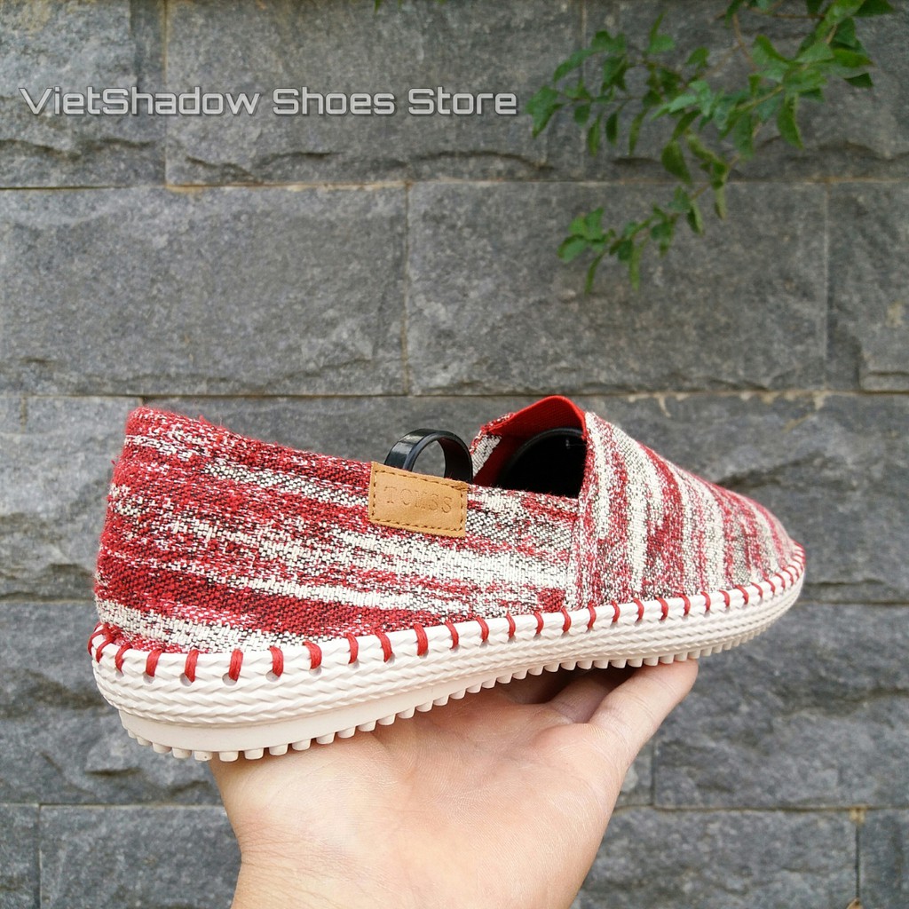 Slip on nam | Giày lười vải đế khâu, họa tiết vân mây đỏ - Mã SP: ZR-v.đ | BigBuy360 - bigbuy360.vn