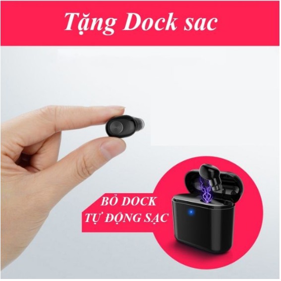 Tai Nghe Bluetooth Mini T1 Pin Trâu Kèm Dock Sạc Có thể Sạc Cho Điện Thoại Nghe Nhạc Bass Siêu Hay
