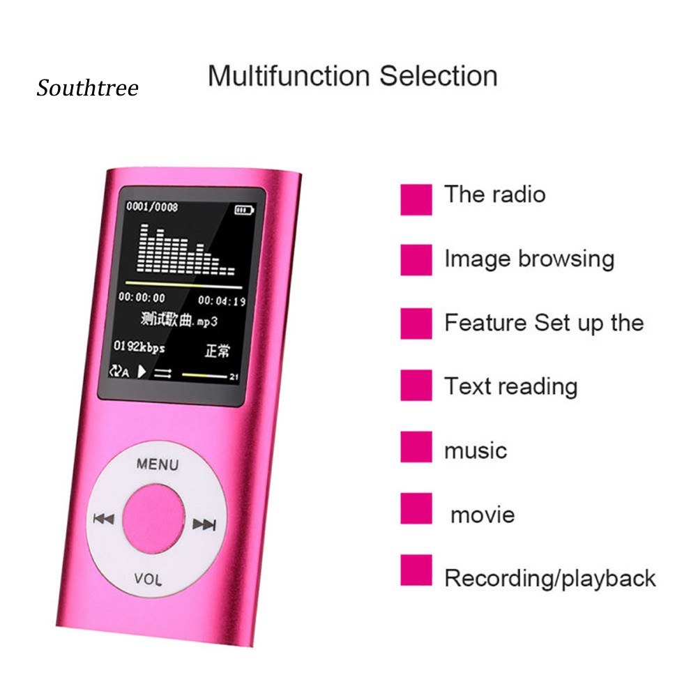 Máy nghe nhạc MP4 màn hình màu 1.8inch kiêm radio FM hỗ trợ thẻ TF/thẻ kỹ thuật số an ninh mini