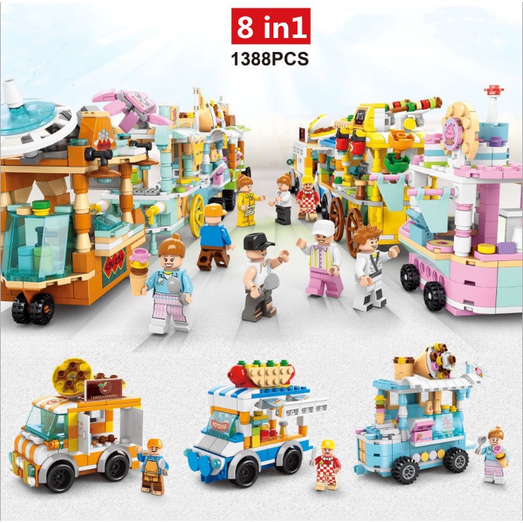 Đồ chơi lắp ráp mô hình xe thức ăn 3D dễ thương cho bé thích hợp để trang trí và giáo dục trẻ em