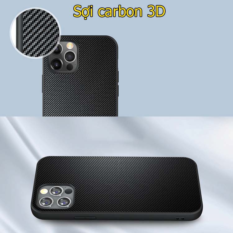 [XẢ HÀNG]Ốp lưng da iPhone 12 pro max vân sợi carbon 3D nhám