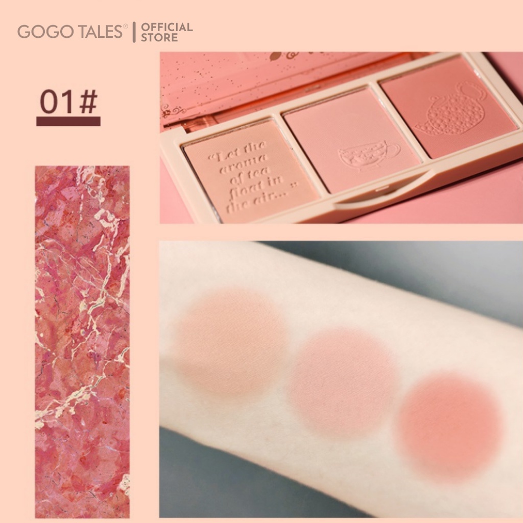Phấn má hồng Hold Live 3 màu kiềm dầu chống thấm nước lâu trôi Secret Garden Blush HL461
