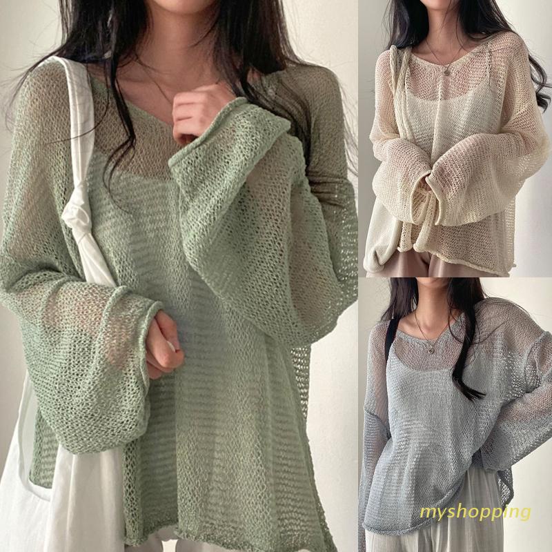 Áo Thun Dài Tay Vải Mỏng Che Nắng Dành Cho Nữ