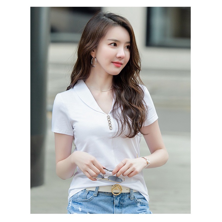 TH6921 - Áo thun nữ cổ bẻ hàng nhập - giá 340k