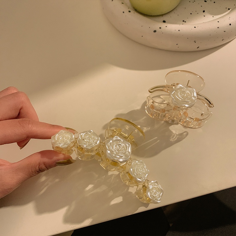 Kẹp Tóc Trong Suốt Đính Hoa Trà Trắng Thanh Lịch Kiểu Hàn Quốc Cho Nữ