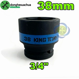Tuýp 38mm 3/4 kingtony 653538m loại ngắn 6 cạnh màu đen